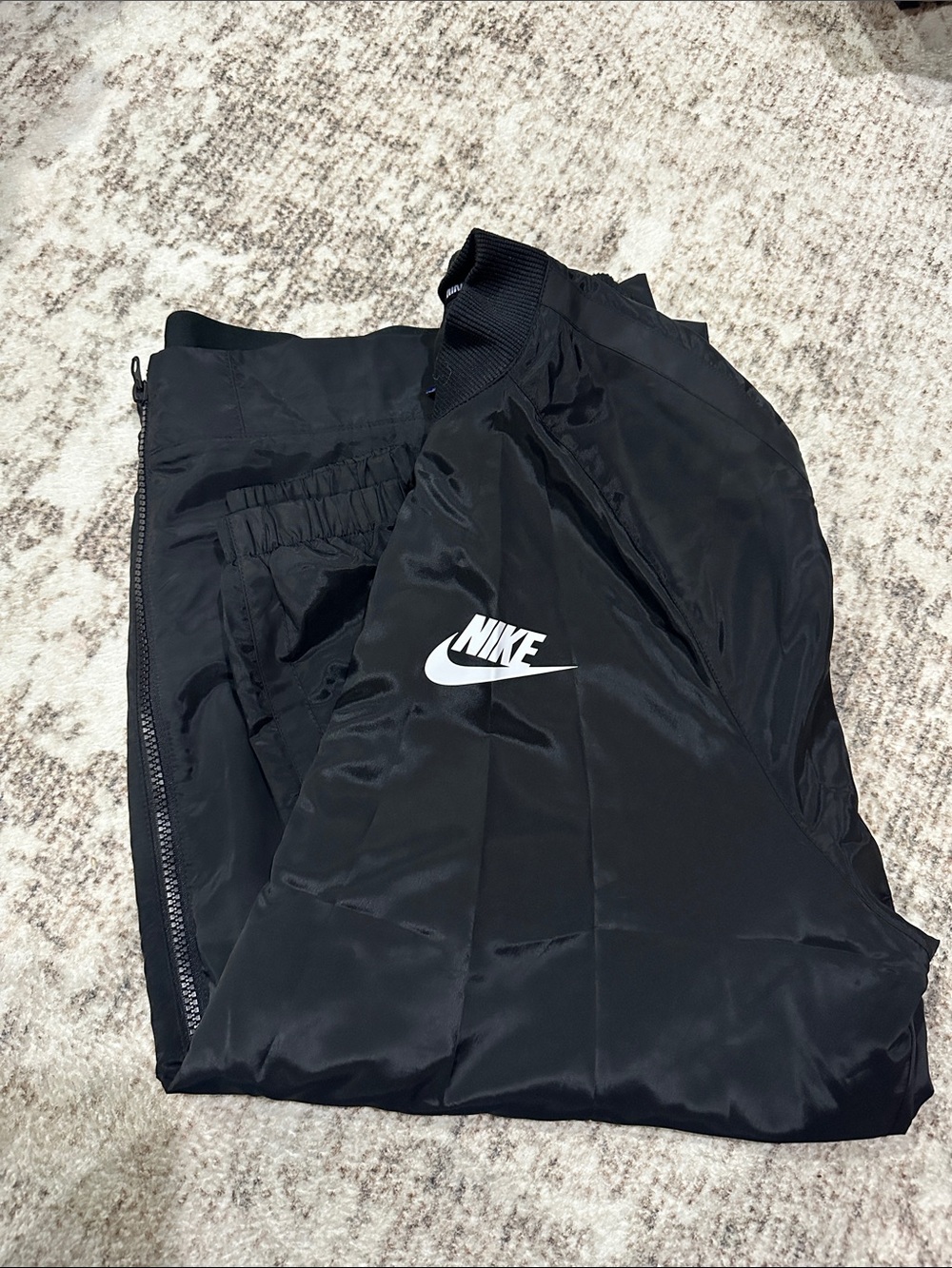 Nike Black Track Jacket with White Swoosh - XL